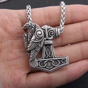 Mjolnir Raven Norse Pendant