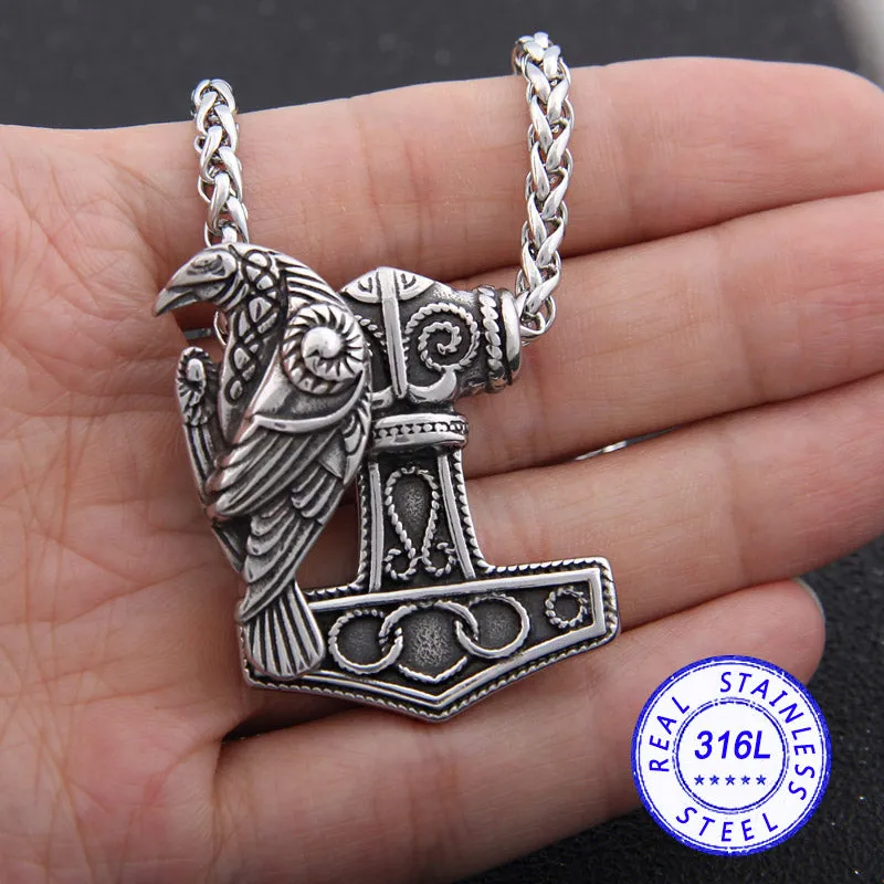 Mjolnir Raven Norse Pendant