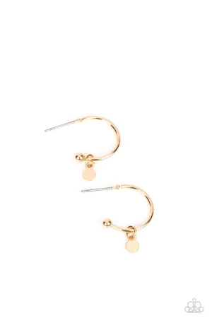 Modern Model - Gold - Disc Charm Paparazzi Tiny Hoop Earrings