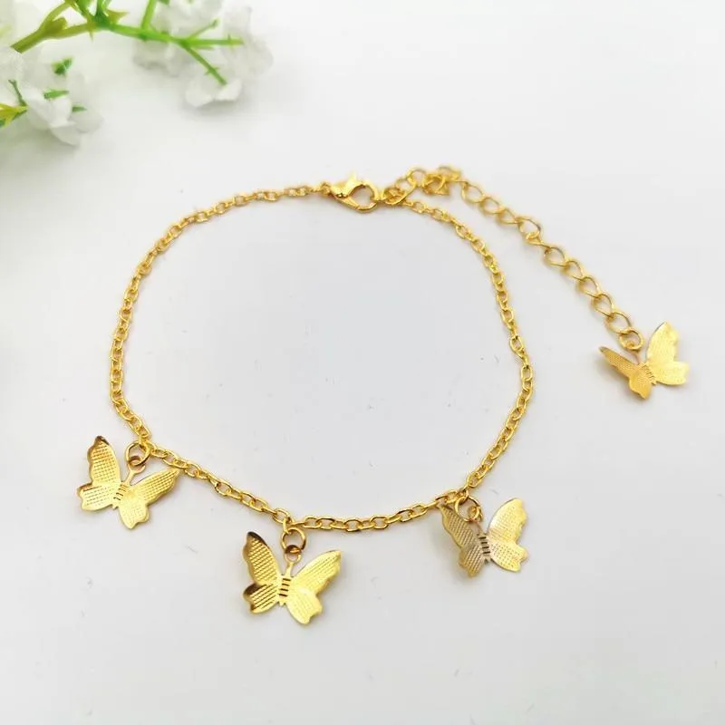 Modern New Luxury Butterfly Anklets For Women Gold Silver Color Chain Ankle Bracelet Bohemian Foot  Leg brecelets Jewelry