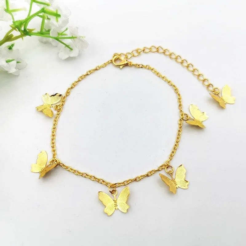 Modern New Luxury Butterfly Anklets For Women Gold Silver Color Chain Ankle Bracelet Bohemian Foot  Leg brecelets Jewelry