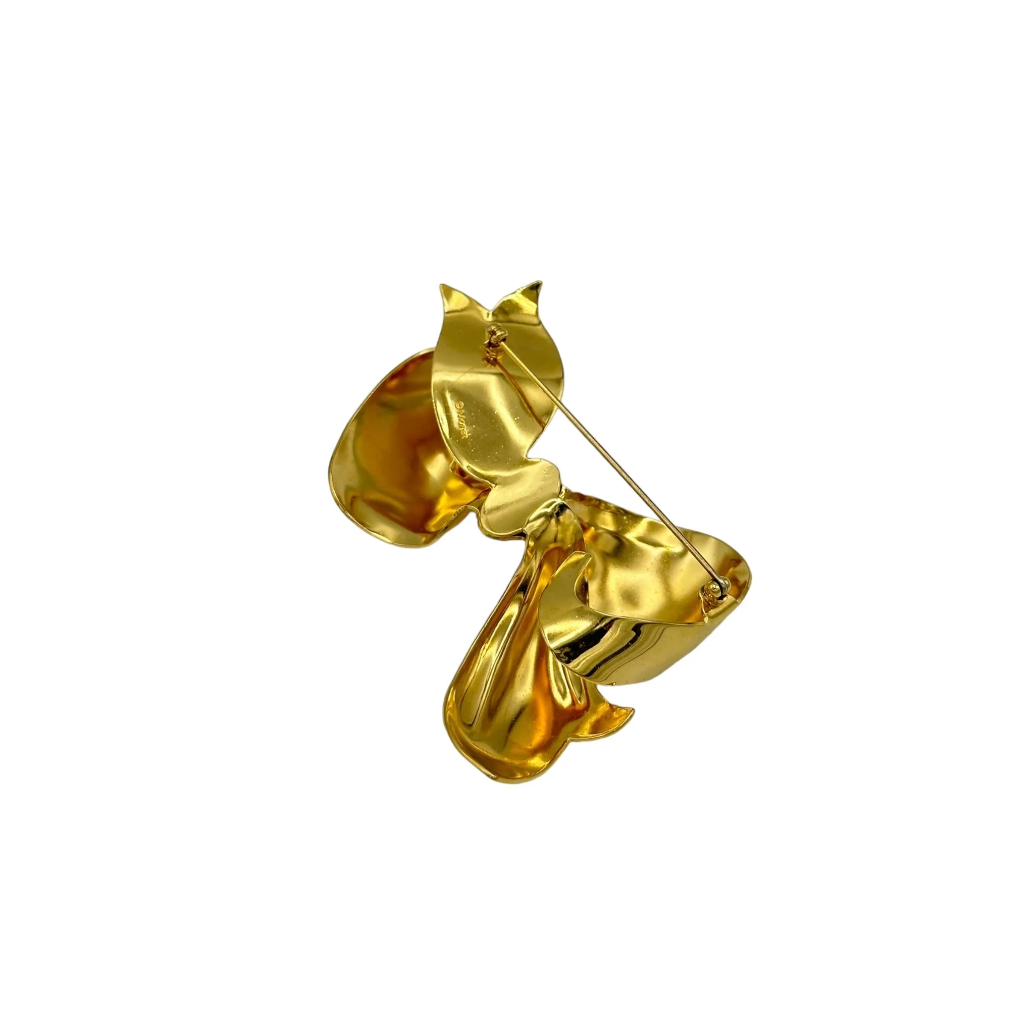 Monet Large Gold Three-Dimensional Bow Vintage Brooch Pin