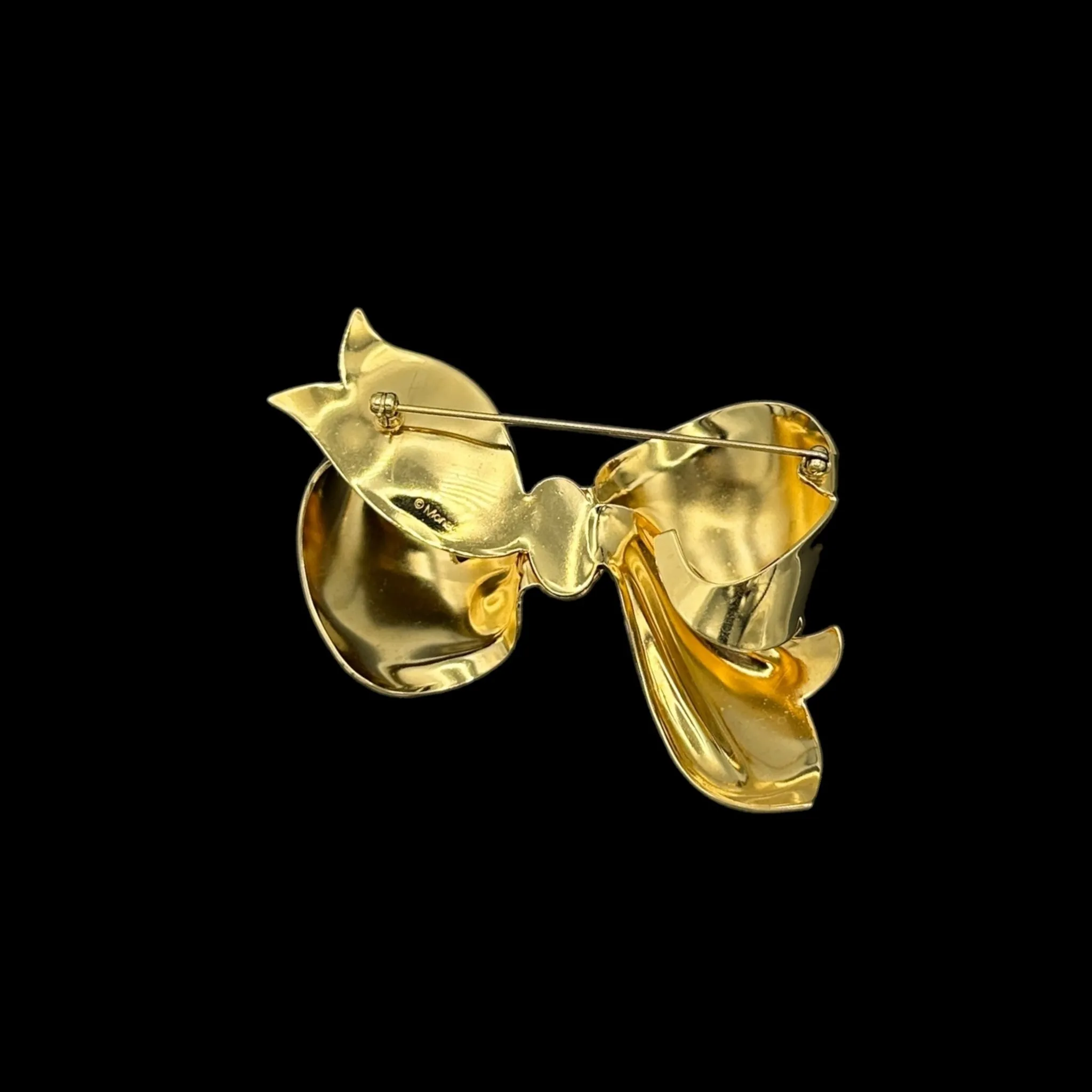 Monet Large Gold Three-Dimensional Bow Vintage Brooch Pin