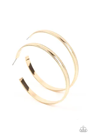 Monochromatic Magnetism - Gold - Paparazzi Hoop Earrings