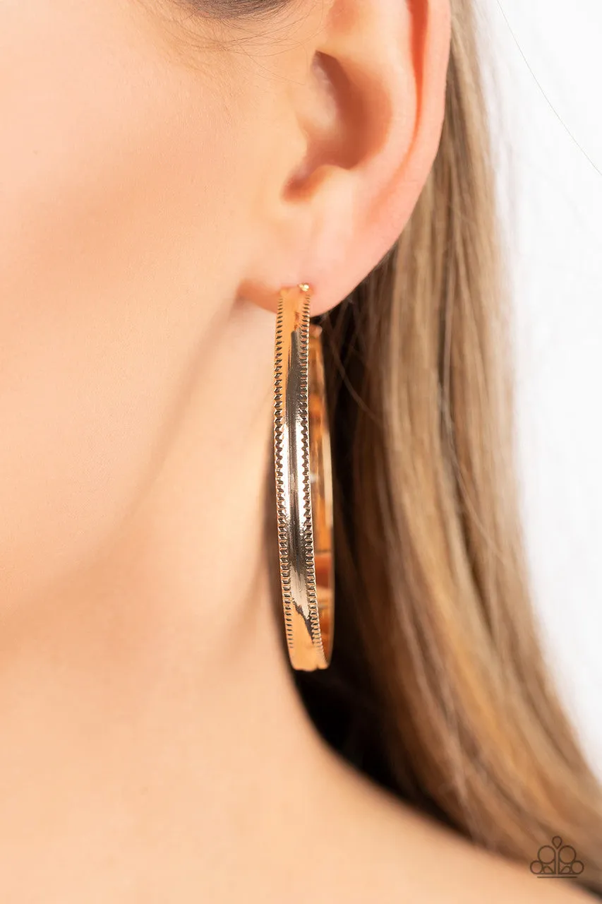 Monochromatic Magnetism - Gold - Paparazzi Hoop Earrings