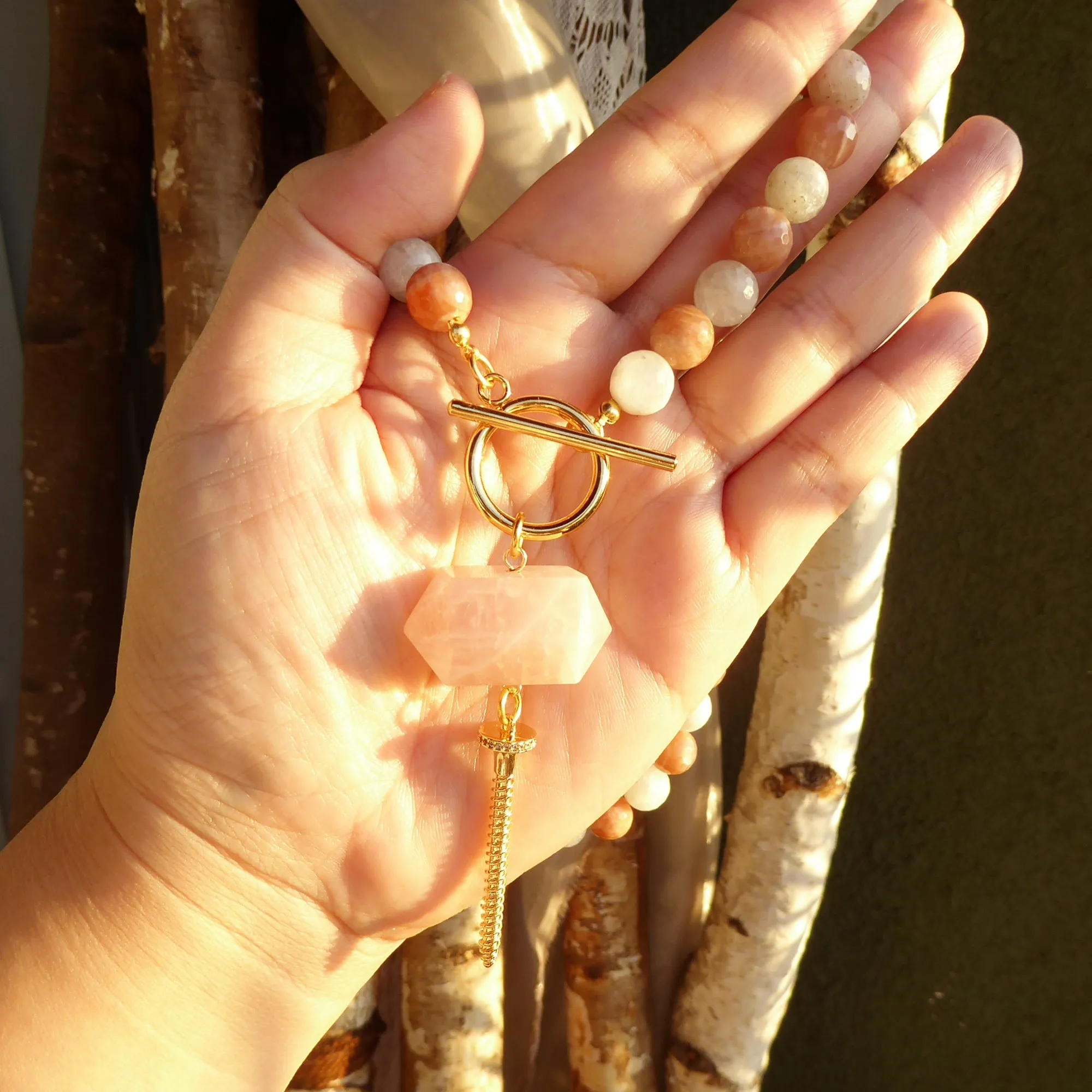 Moonstone screw necklace