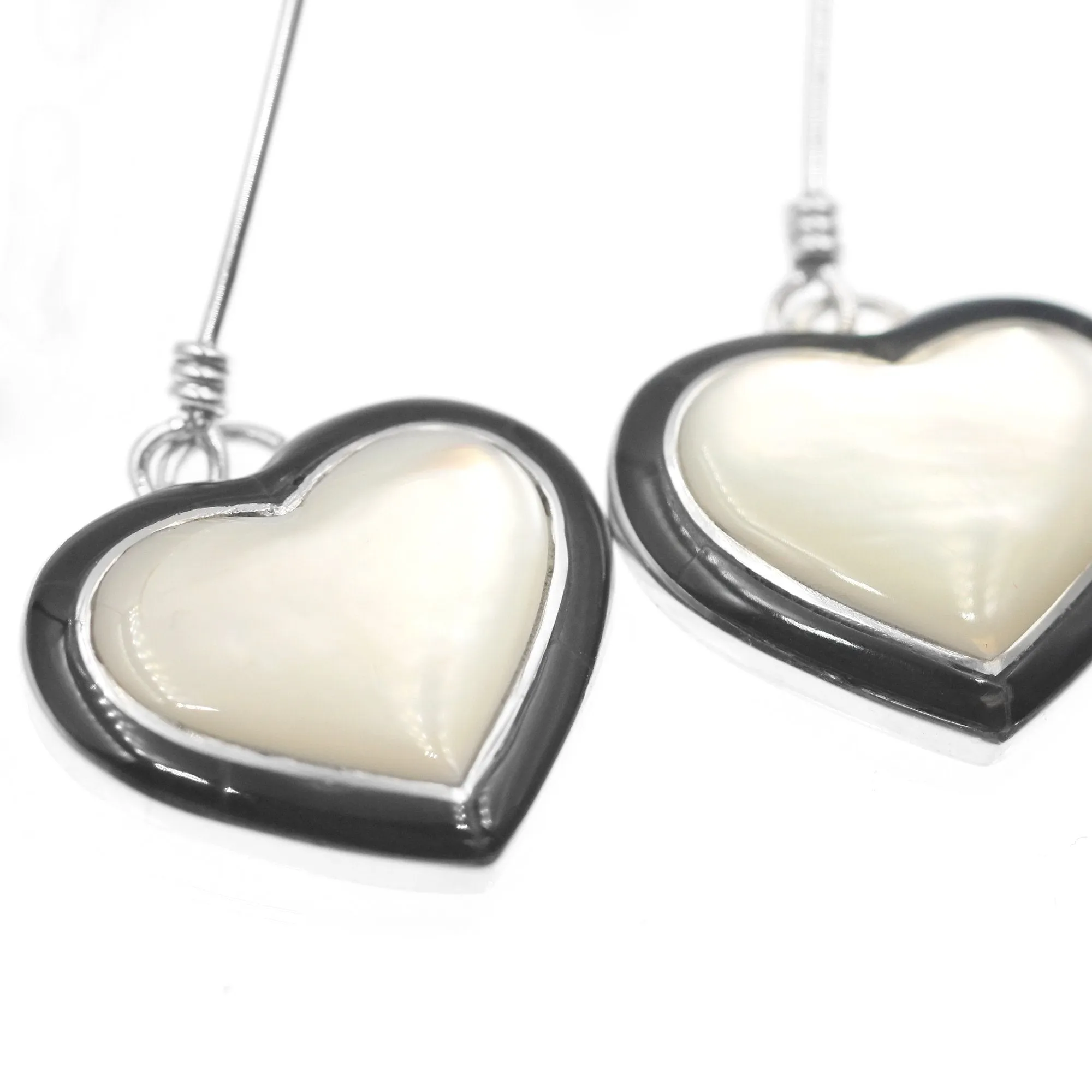 Mother Of Pearl Heart Earrings