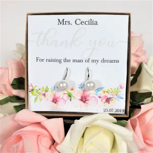 Mother of the Groom Personalised Gift - Pearl Earrings