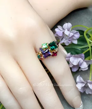 Mother's Ring, Family Birthstones Ring, Chakra Rainbow Ring, All Birthstone Colors, Made to Order