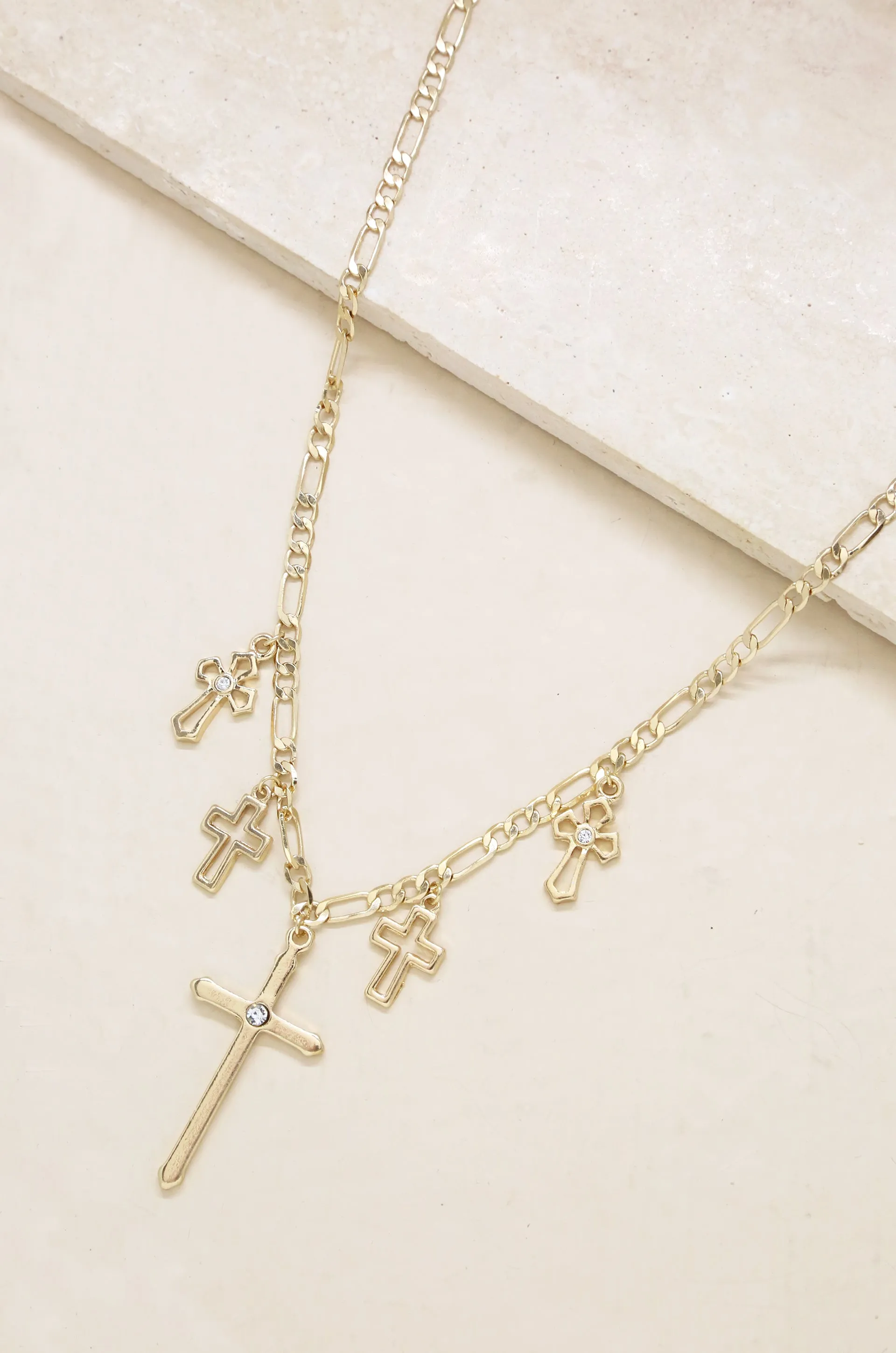 Multi Cross 18k Gold Plated Necklace