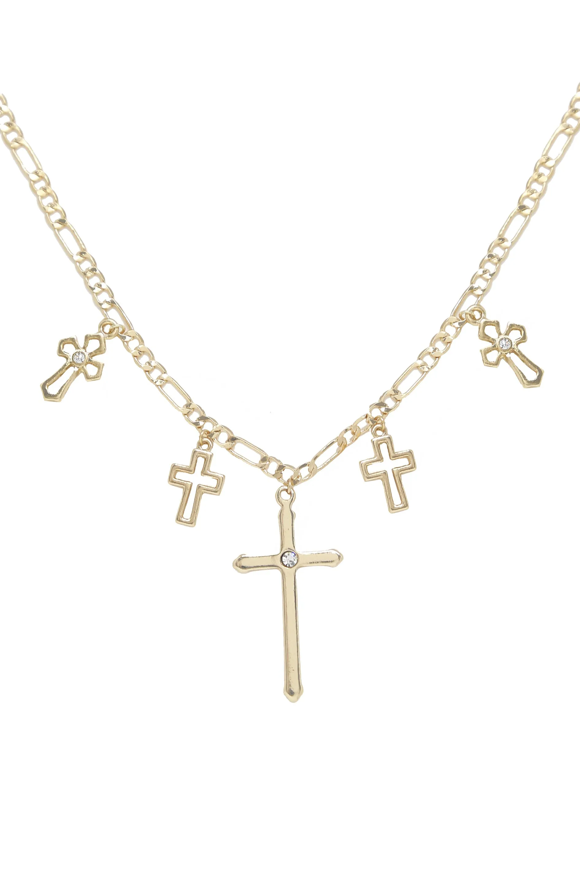 Multi Cross 18k Gold Plated Necklace