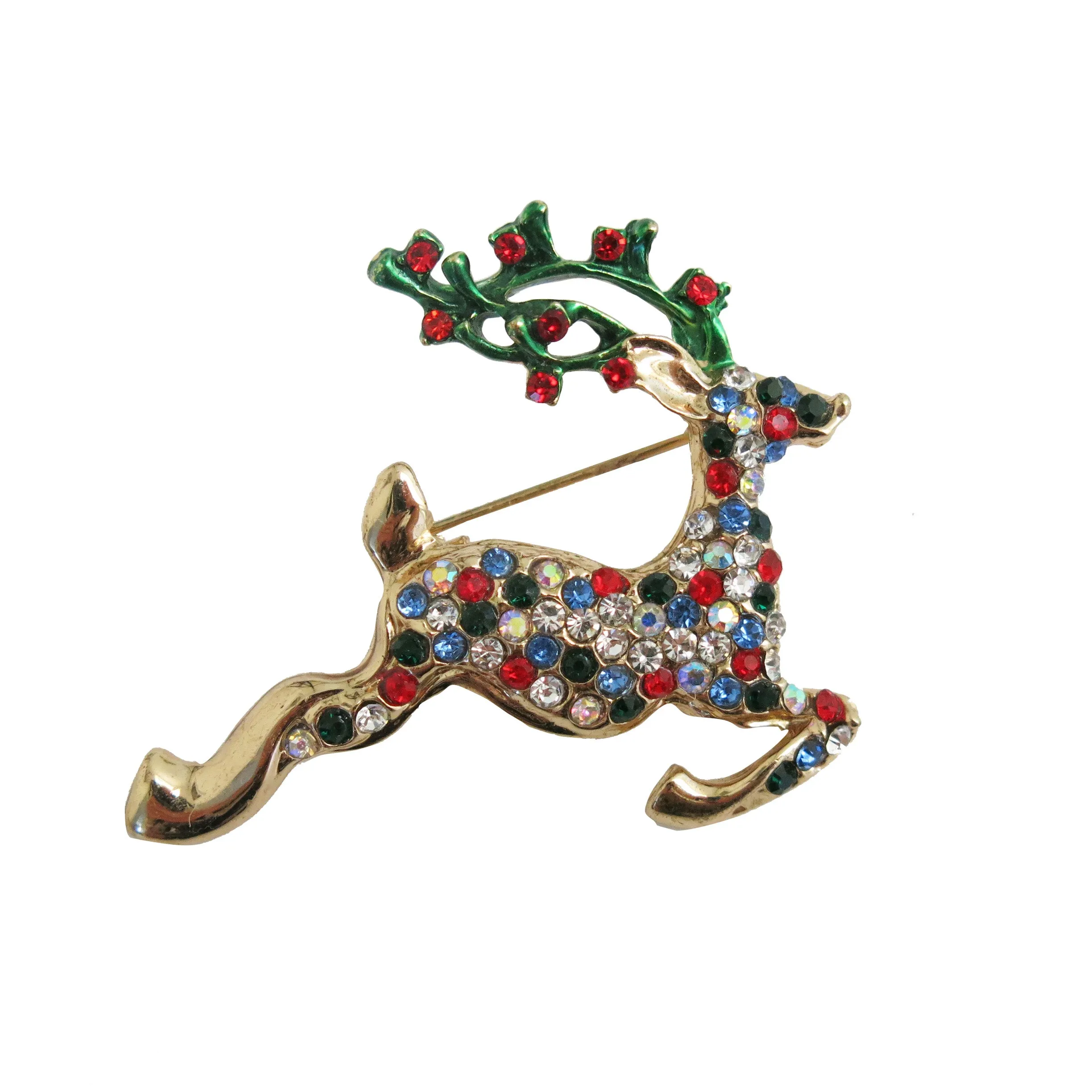 Multi-Stone Reindeer Brooch
