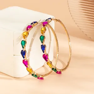 Multicolor Crystal & Cubic Zirconia 18K Gold-Plated Pear Hoop Earrings