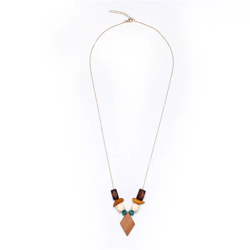Multicolor Geometric Wood Pendant