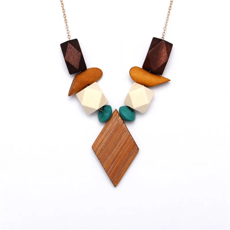 Multicolor Geometric Wood Pendant
