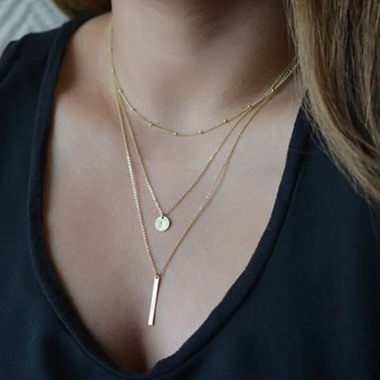 Multilayer Necklaces & Pendants For Women Gold Silver Color Long Chain Female Pendant Necklace Fashion Jewelry Collier Femme