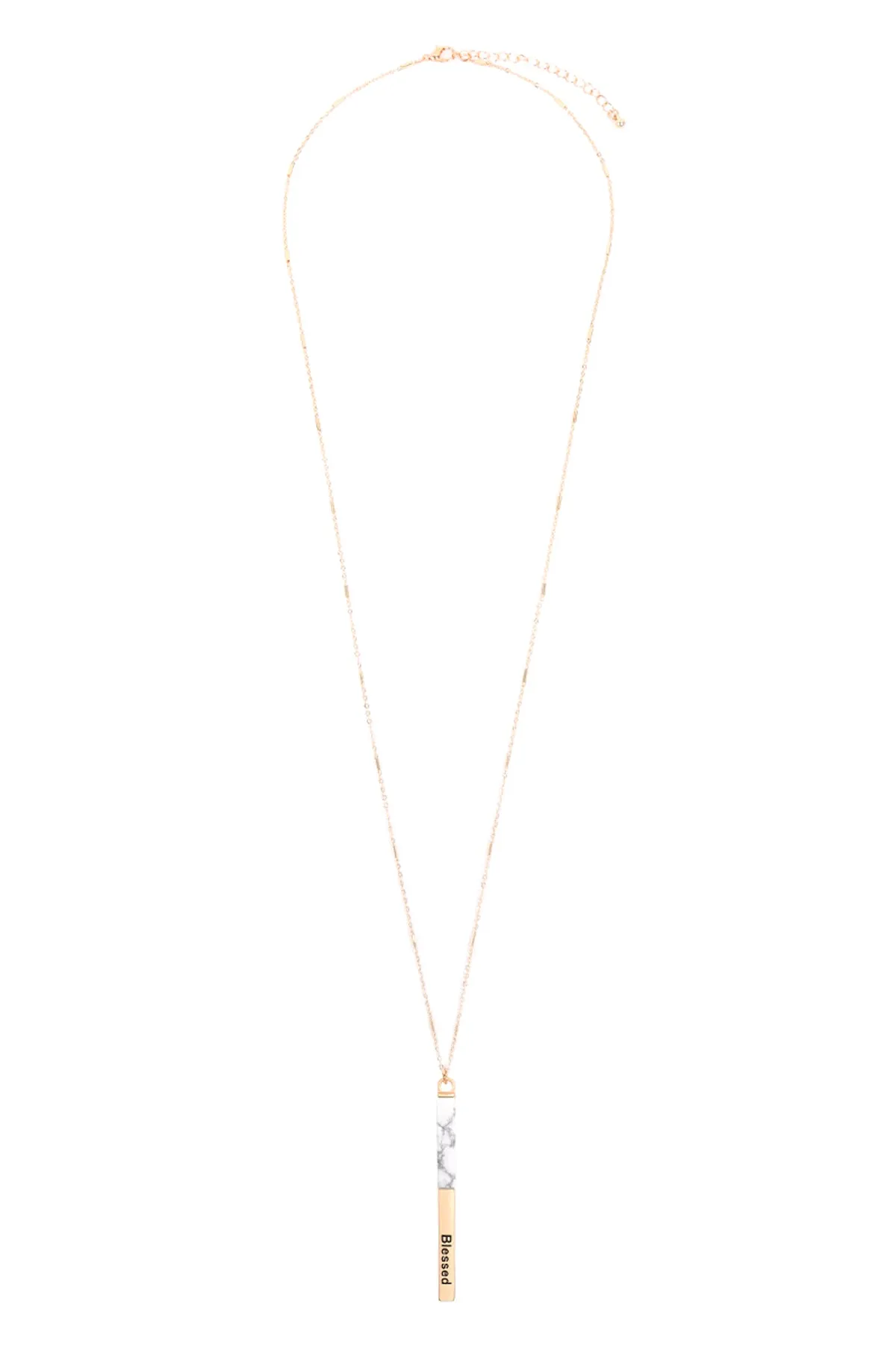 MYN1426 - "BLESSED" HALF METAL & STONE BAR PENDANT NECKLACE