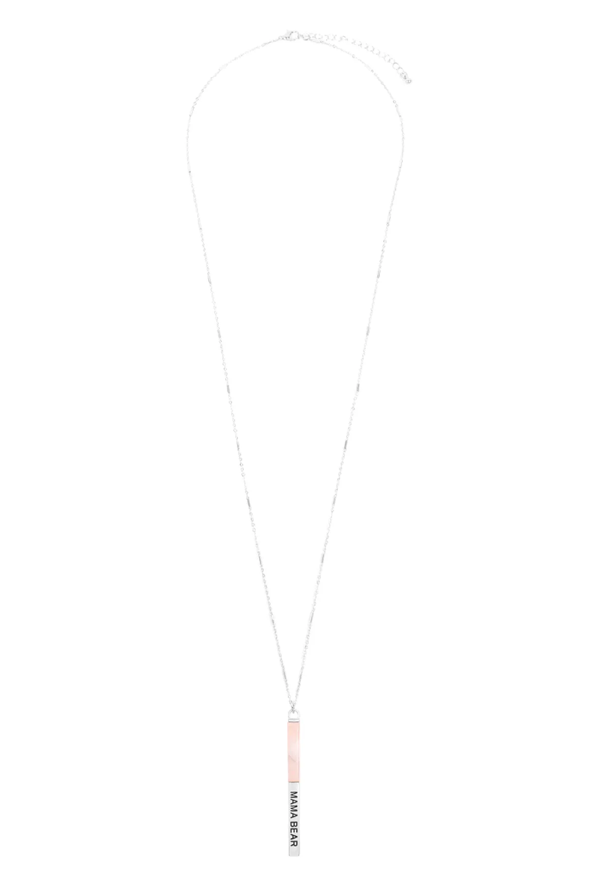 MYN1427 - "MAMA BEAR" HALF METAL & STONE BAR PENDANT NECKLACE