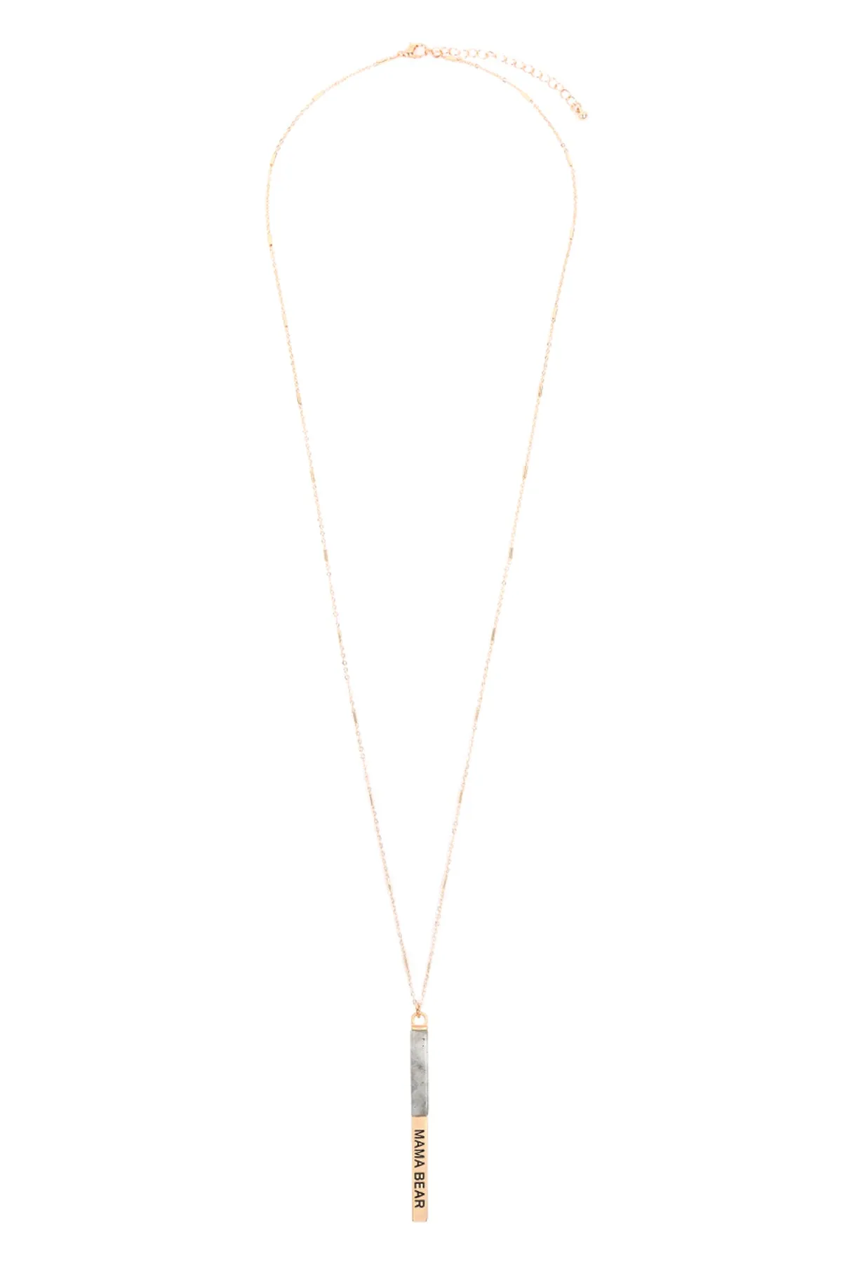 MYN1427 - "MAMA BEAR" HALF METAL & STONE BAR PENDANT NECKLACE