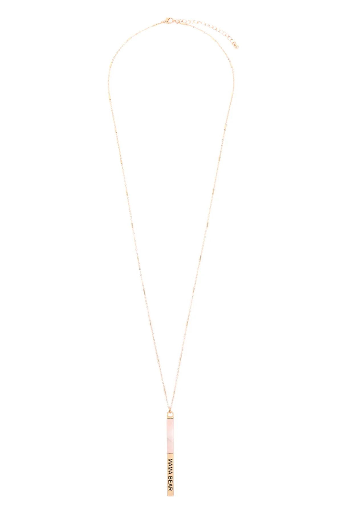 MYN1427 - "MAMA BEAR" HALF METAL & STONE BAR PENDANT NECKLACE
