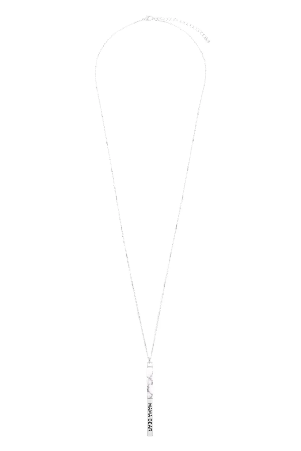 MYN1427 - "MAMA BEAR" HALF METAL & STONE BAR PENDANT NECKLACE