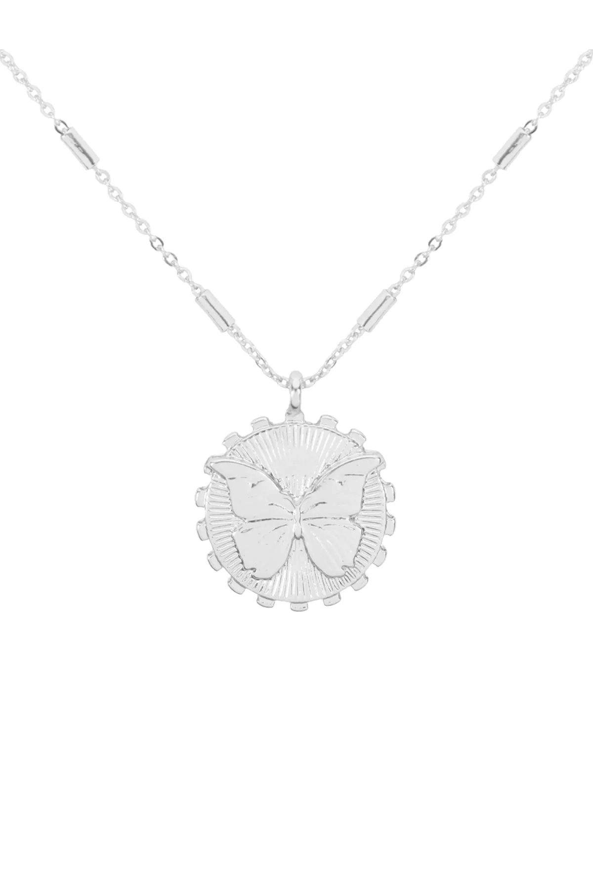 MYN1455 - BUTTERFLY ENGRAVED PENDANT NECKLACE