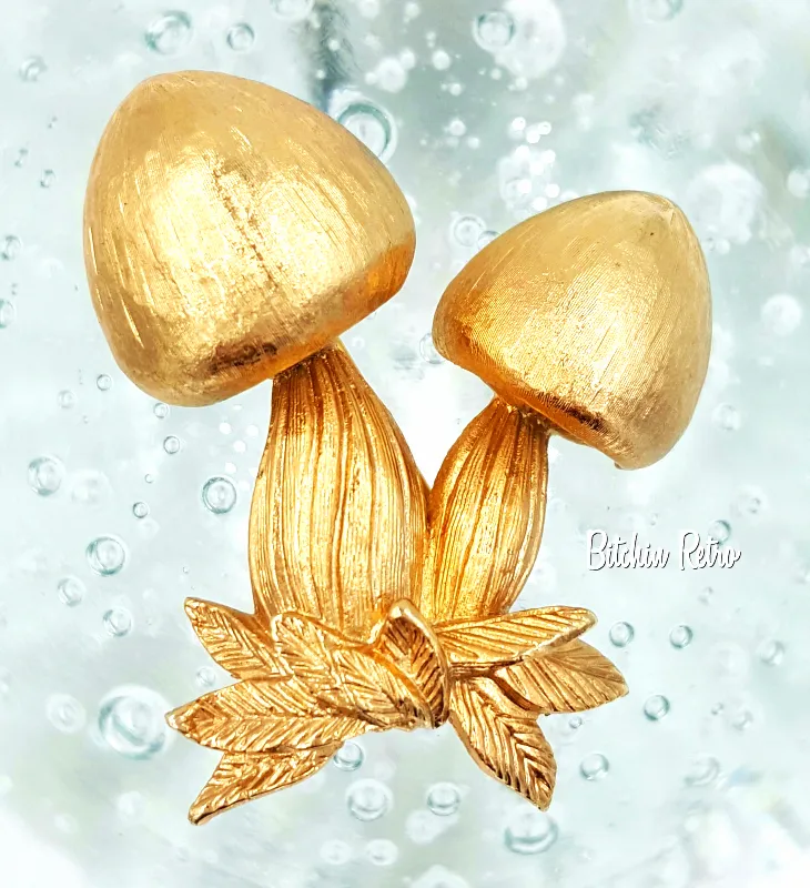Napier Vintage Brooch 1970s Mushroom Retro Pin and Published Book Piece