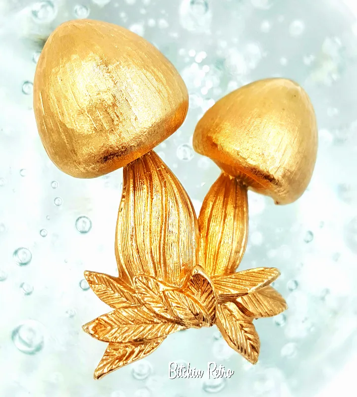 Napier Vintage Brooch 1970s Mushroom Retro Pin and Published Book Piece