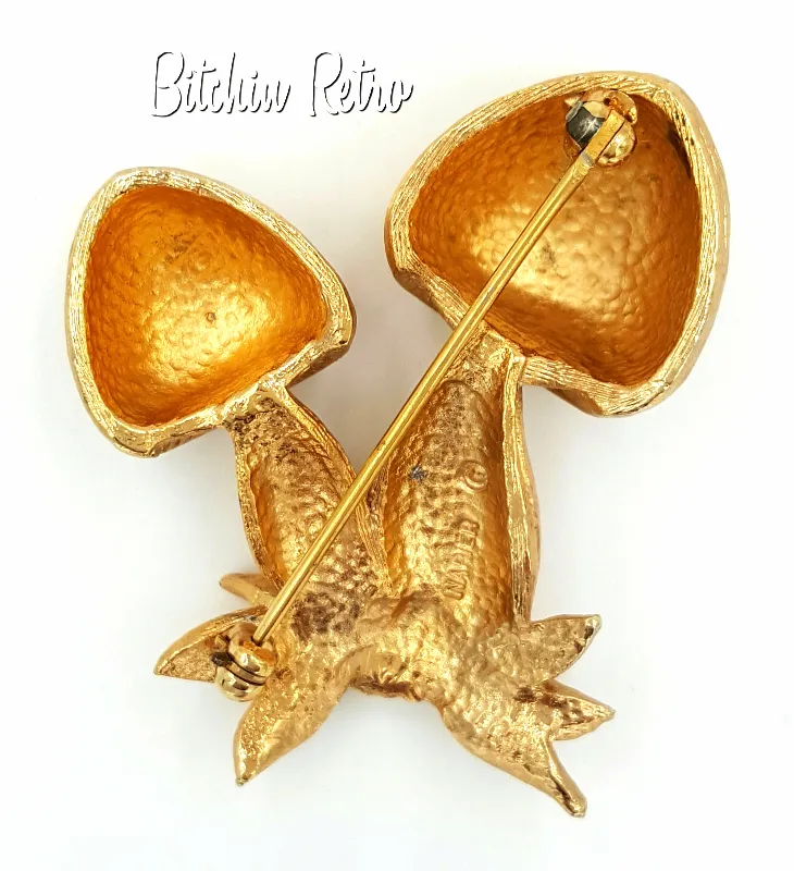 Napier Vintage Brooch 1970s Mushroom Retro Pin and Published Book Piece