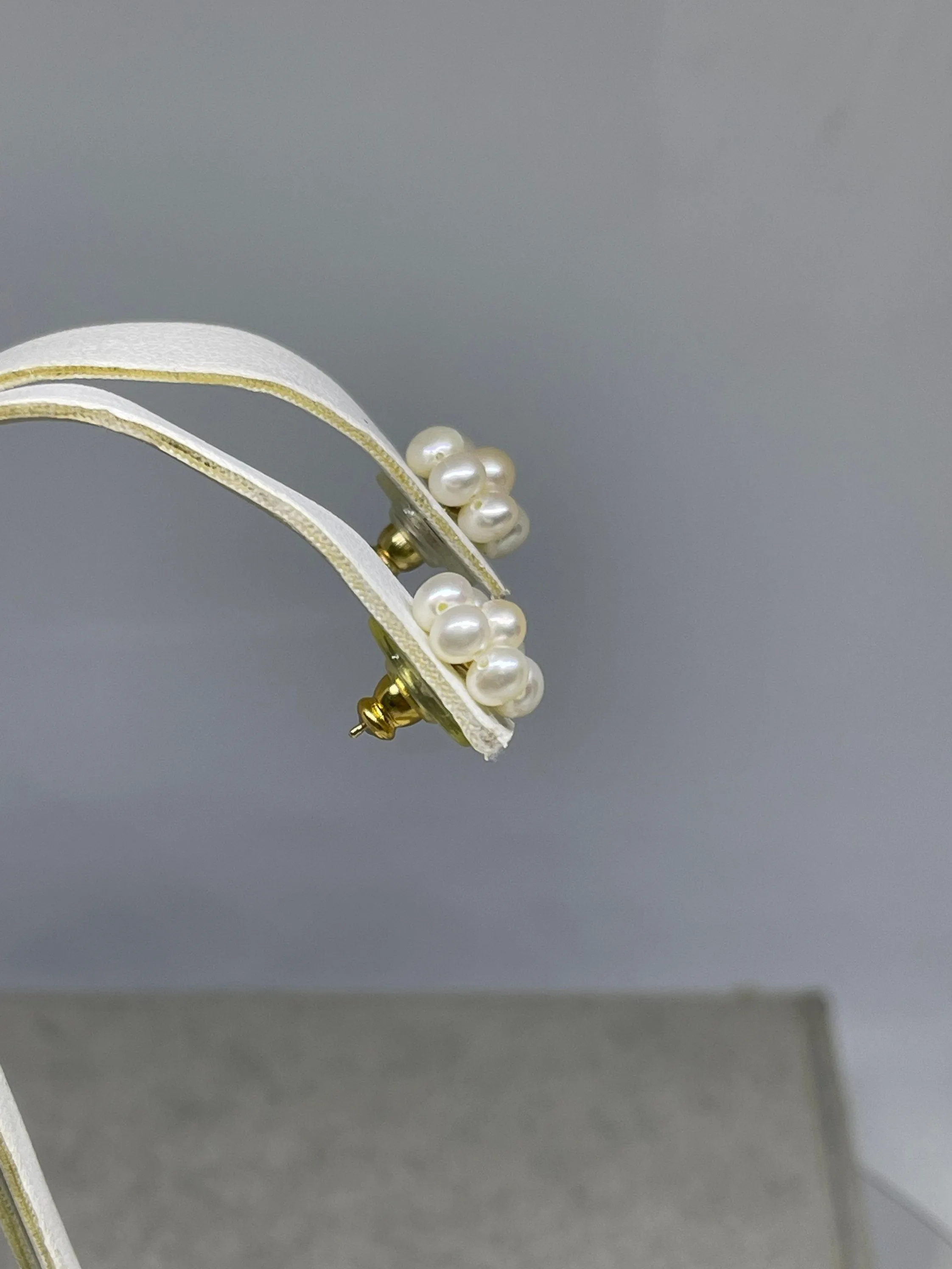 Natural Freshwater Pearl Cluster 14k Yellow Gold Earrings