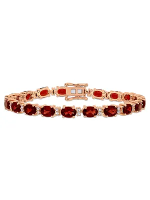 Natural Garnet 925 Sterling Silver Tennis Bracelet Jewelry