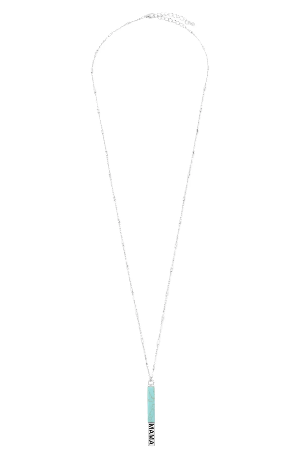 NATURAL STONE "MAMA" PENDANT BAR NECKLACE