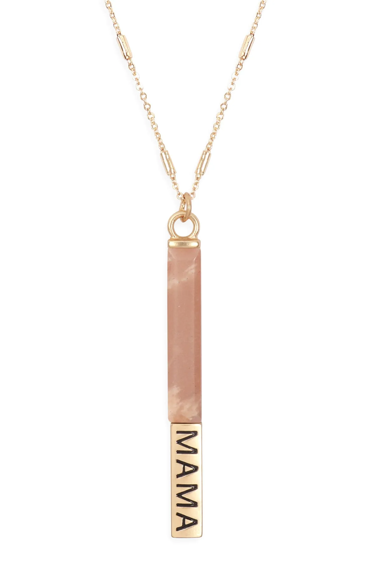 NATURAL STONE "MAMA" PENDANT BAR NECKLACE