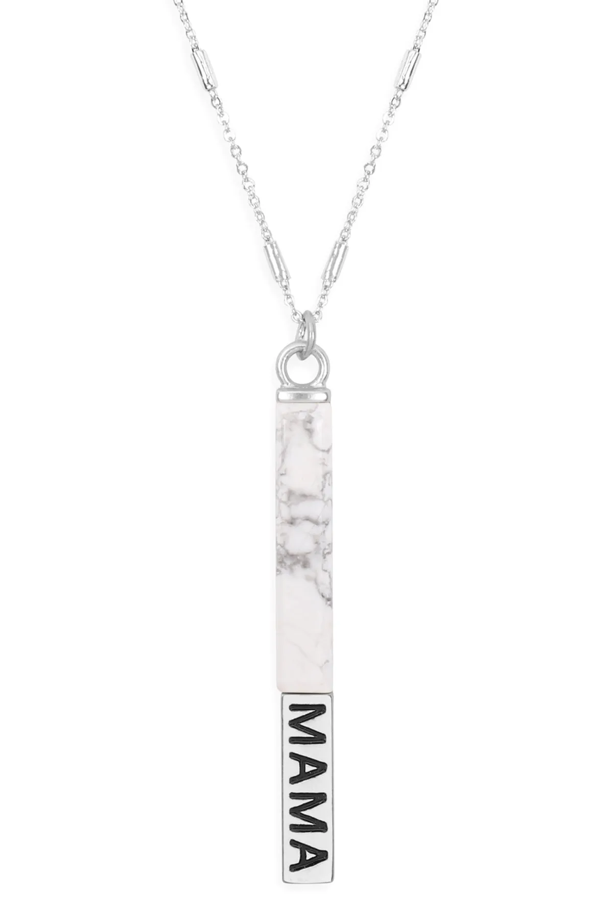 NATURAL STONE "MAMA" PENDANT BAR NECKLACE