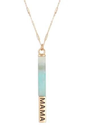 NATURAL STONE "MAMA" PENDANT BAR NECKLACE