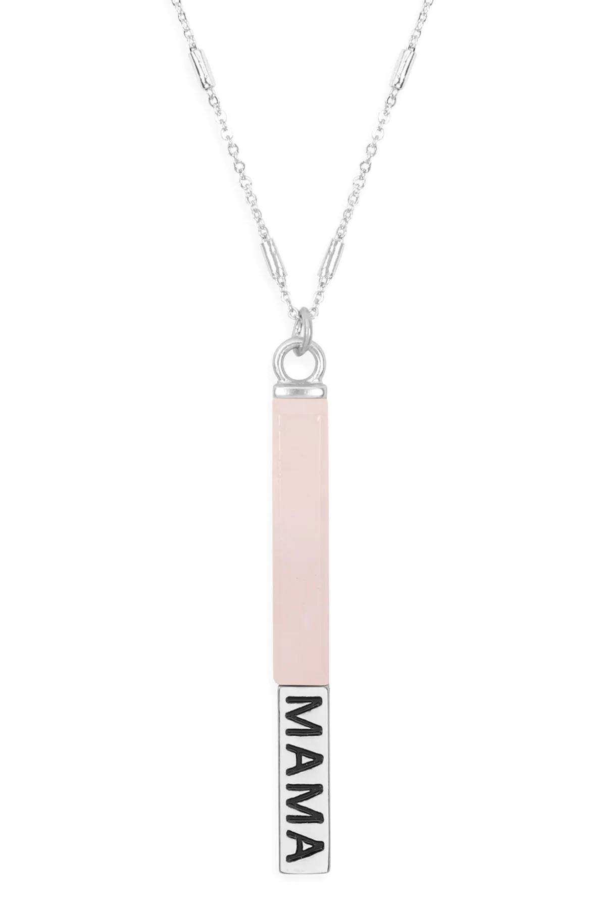 NATURAL STONE "MAMA" PENDANT BAR NECKLACE