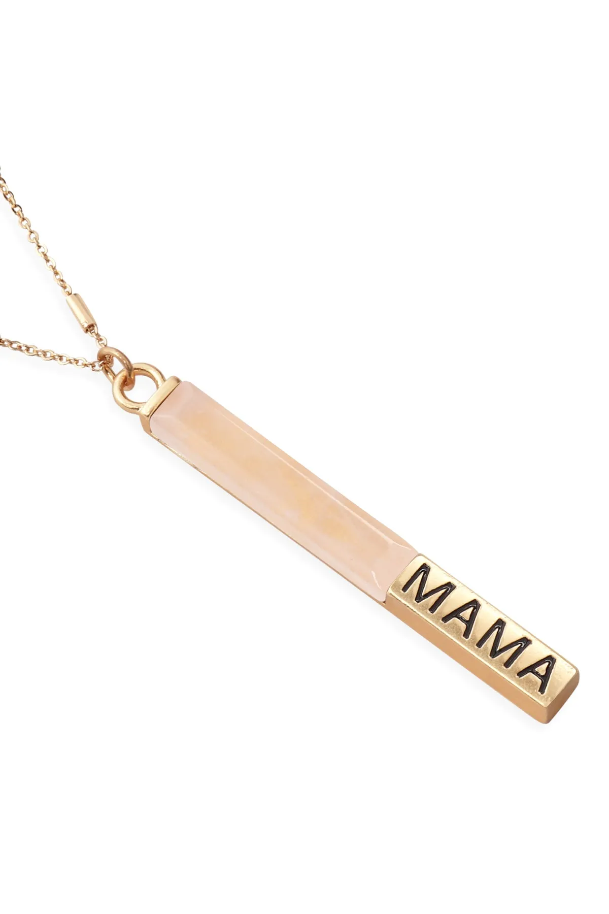 NATURAL STONE "MAMA" PENDANT BAR NECKLACE