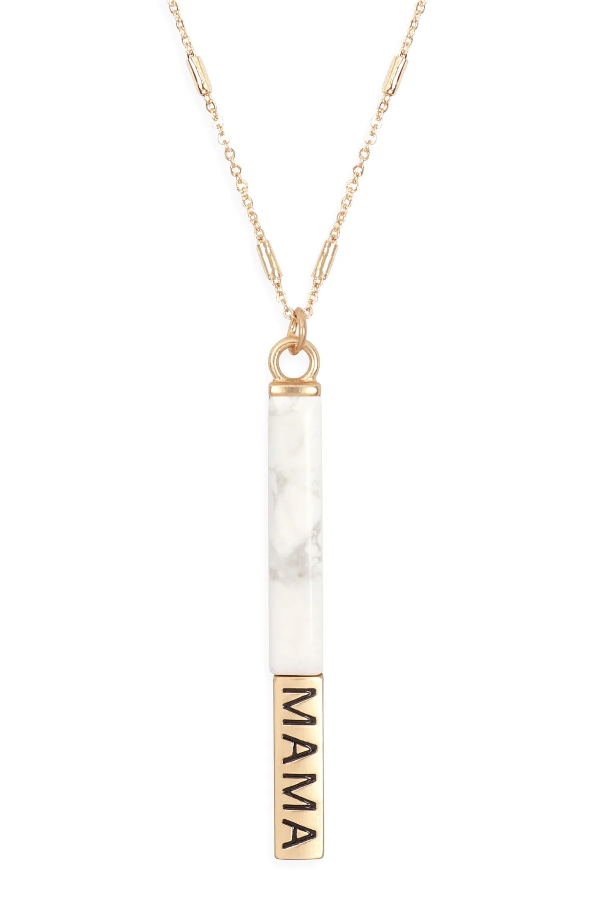 NATURAL STONE "MAMA" PENDANT BAR NECKLACE