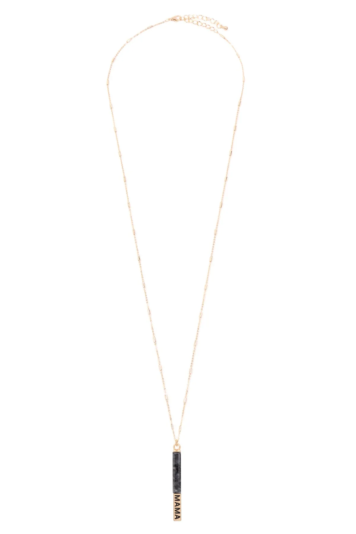 NATURAL STONE "MAMA" PENDANT BAR NECKLACE