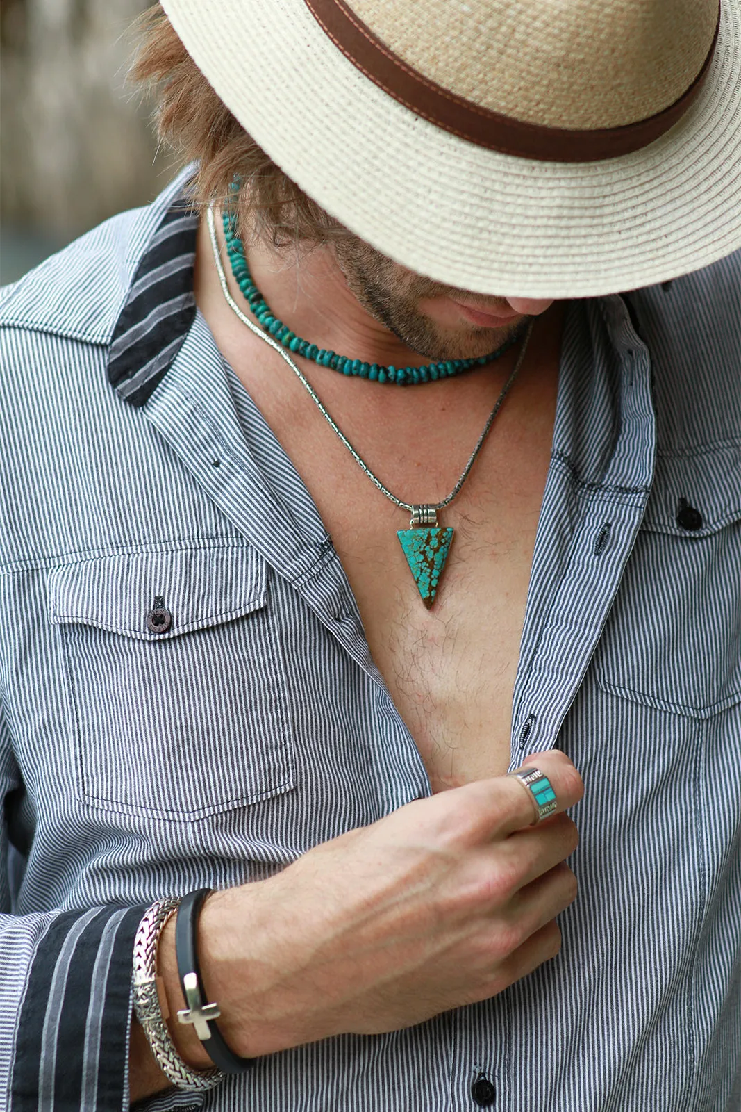 Natural Turquoise Triangle Pendant