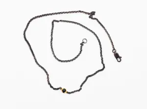 necklace / silver   small gemstone in gold bezel