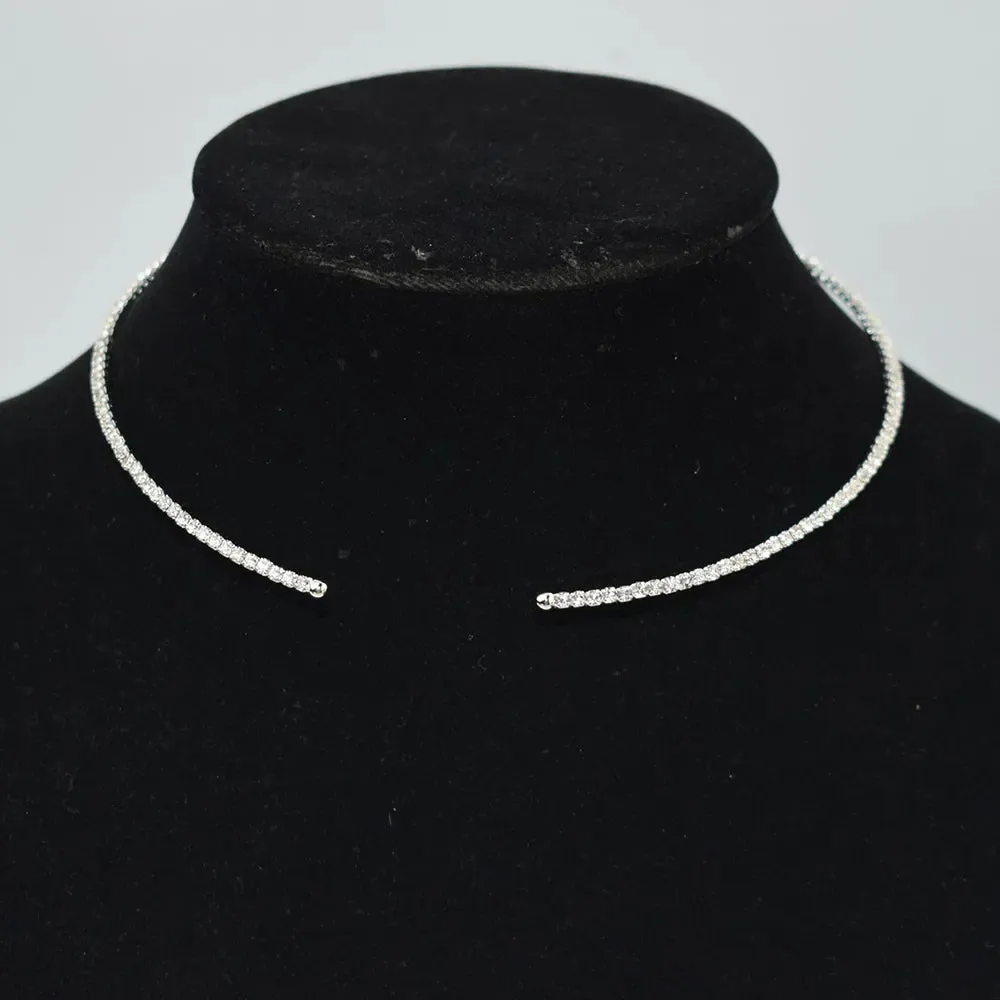 Necklace Women Simple Classic Rhinestones Choker Neck Necklaces Jewelry Open Collar Gift