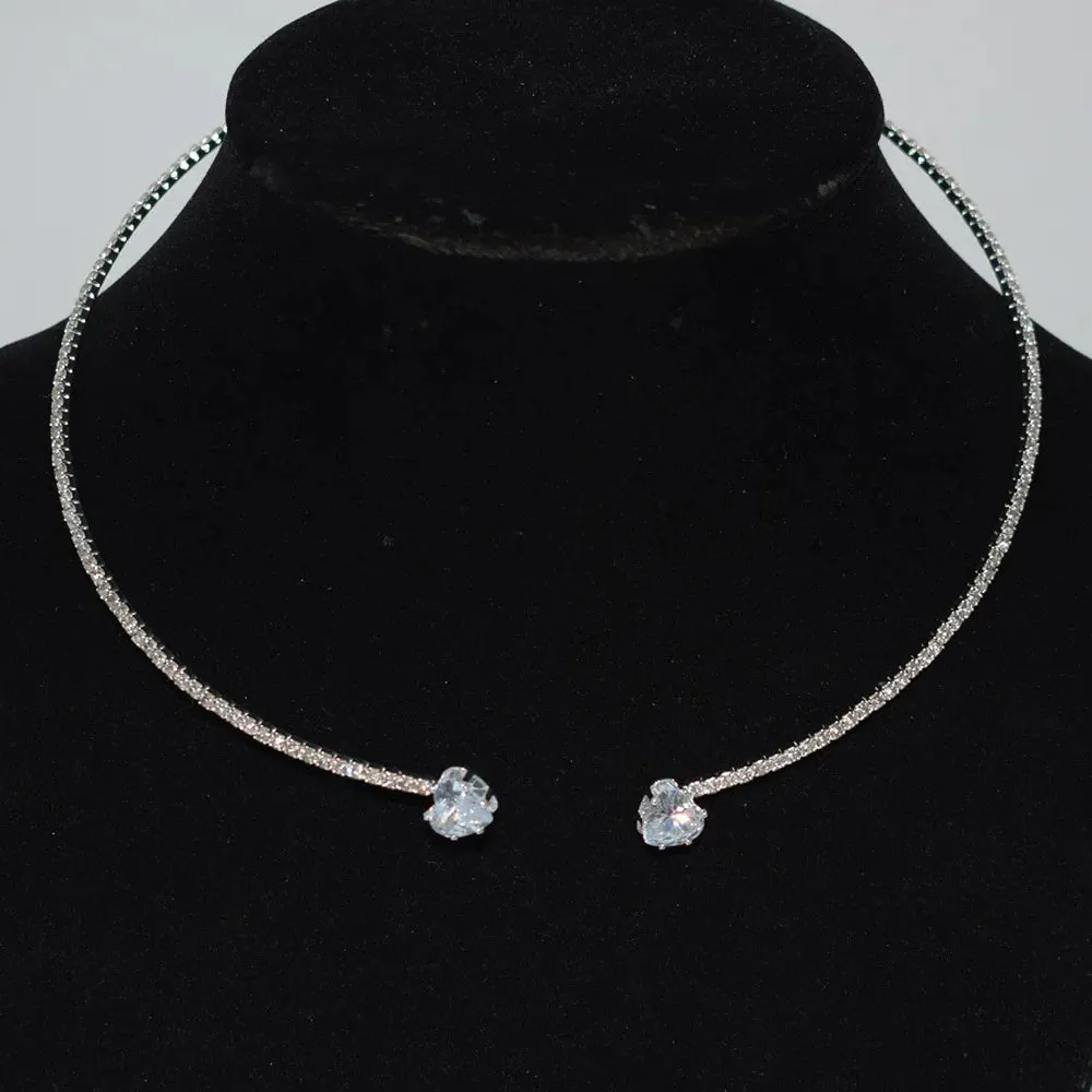 Necklace Women Simple Classic Rhinestones Choker Neck Necklaces Jewelry Open Collar Gift