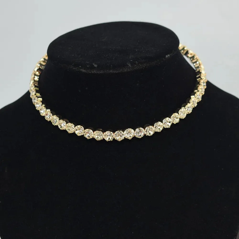 Necklace Women Simple Classic Rhinestones Choker Neck Necklaces Jewelry Open Collar Gift