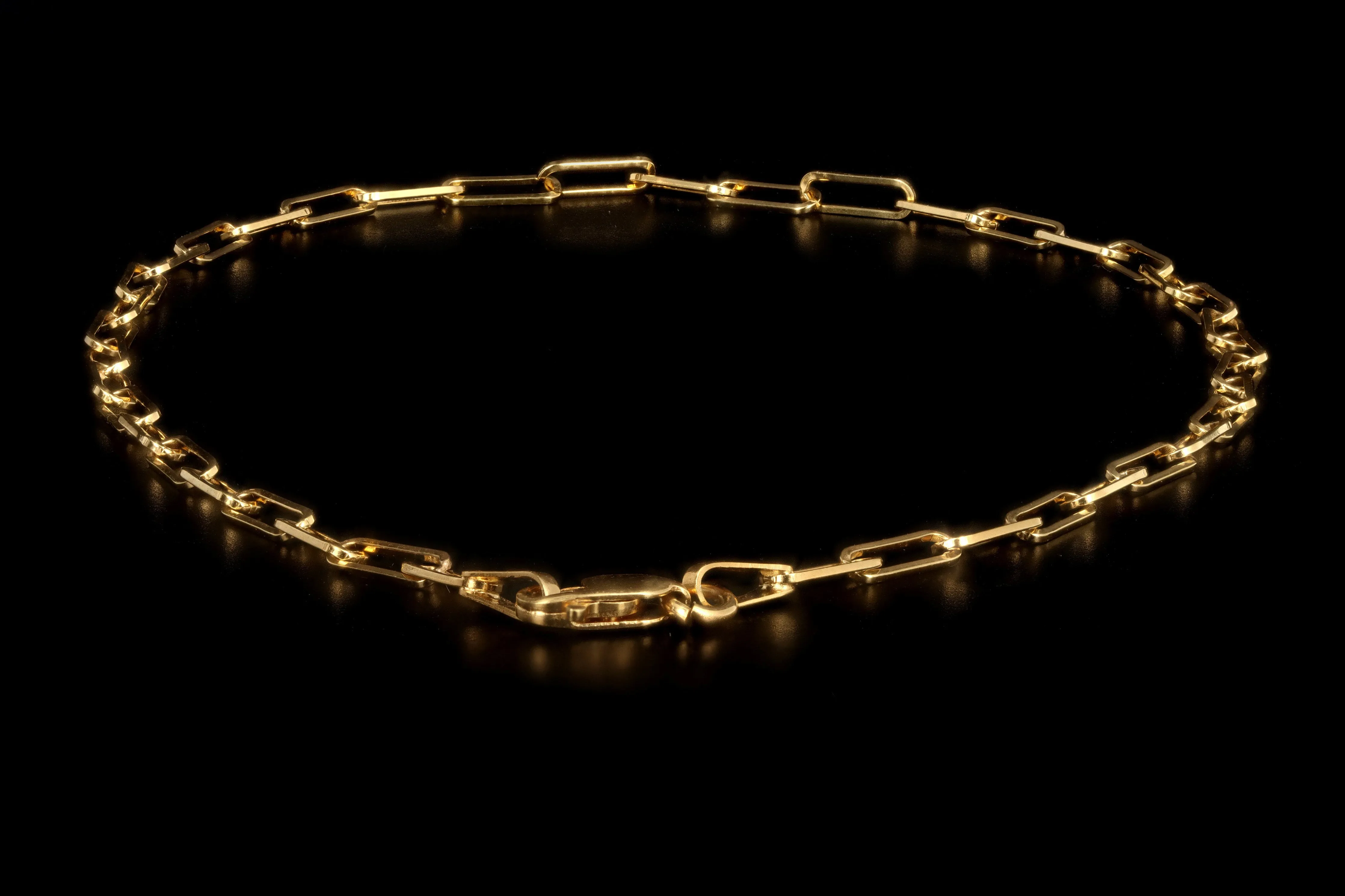 New 14K Yellow Gold Paper Clip Open Link Anklet