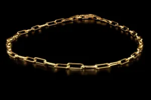 New 14K Yellow Gold Paper Clip Open Link Anklet