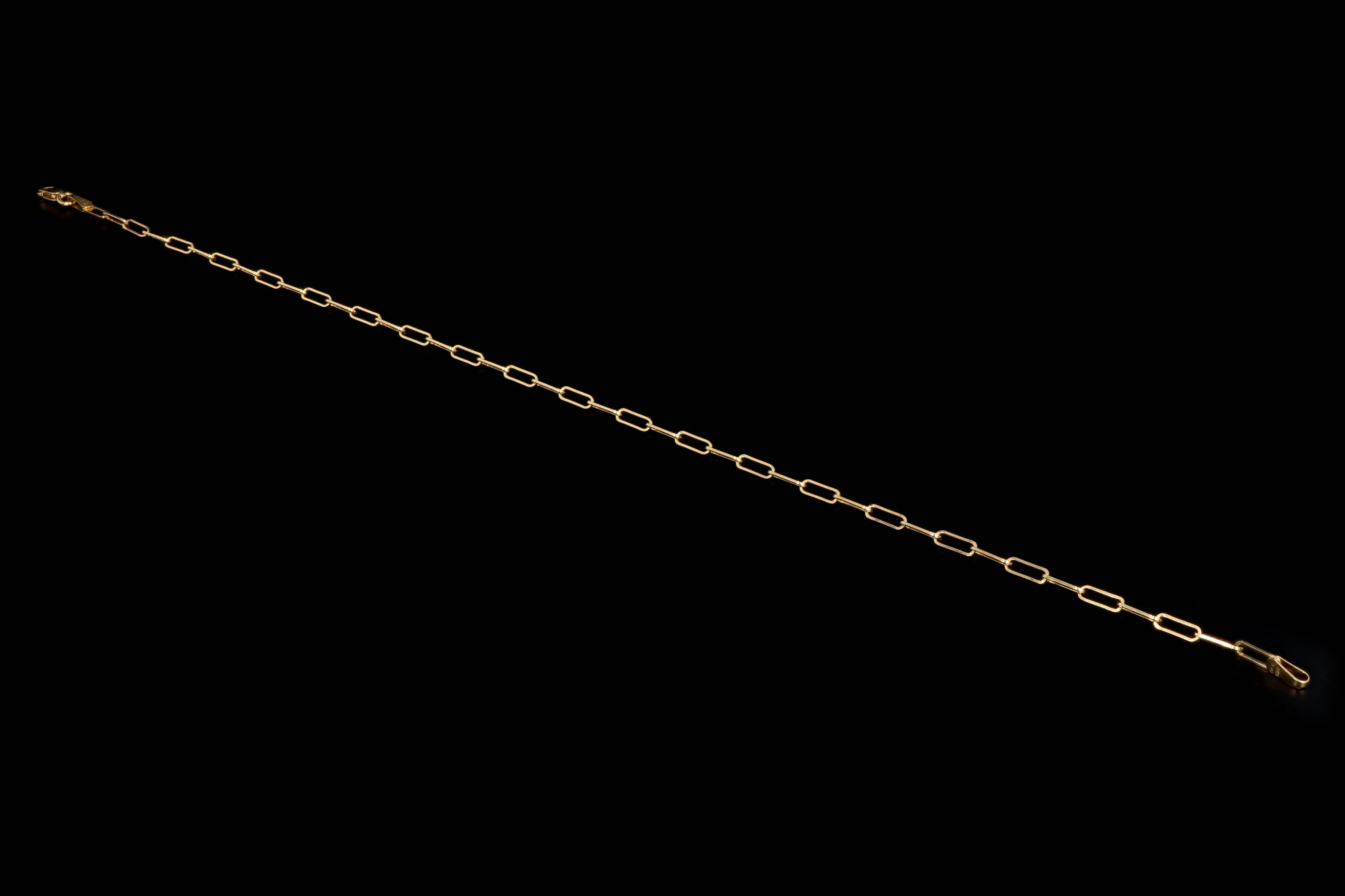 New 14K Yellow Gold Paper Clip Open Link Anklet