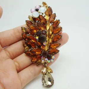 New Arrival Vintage Style Multi Crystal Rhinestone Flower Gold-Tone Brooch Pin Pendant