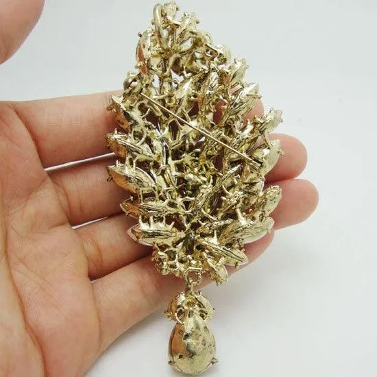 New Arrival Vintage Style Multi Crystal Rhinestone Flower Gold-Tone Brooch Pin Pendant