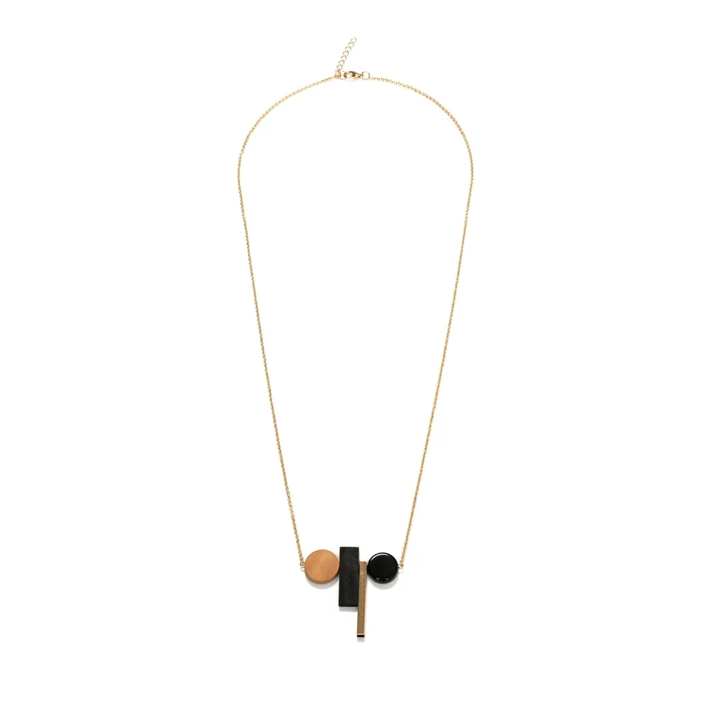 New Geometric Wooden Resin Long Chain